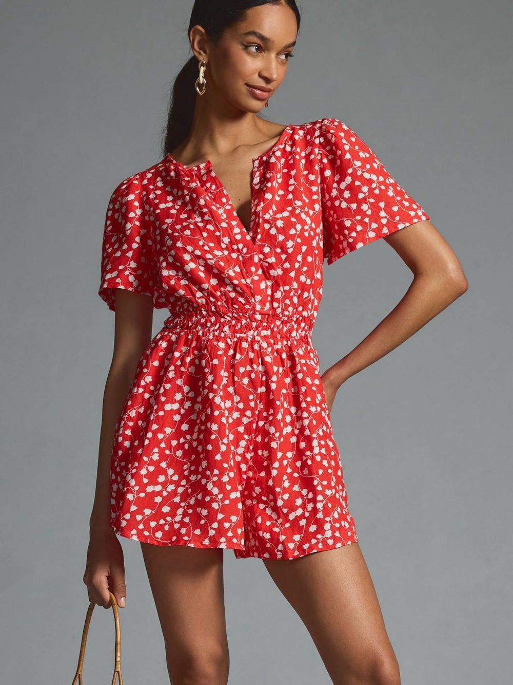 The Somerset Romper by Anthropologie – Size Small | Red Floral Print
